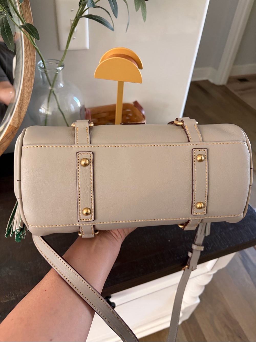Dooney & Bourke Florentine Leather Mini Satchel — Light Taupe - Picture 6 of 9